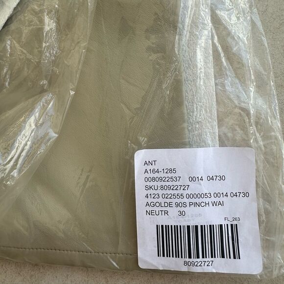 AGOLDE Recycled Leather 90's Pinch Waist in Toast Size 30 NWT - Picture 8 of 9